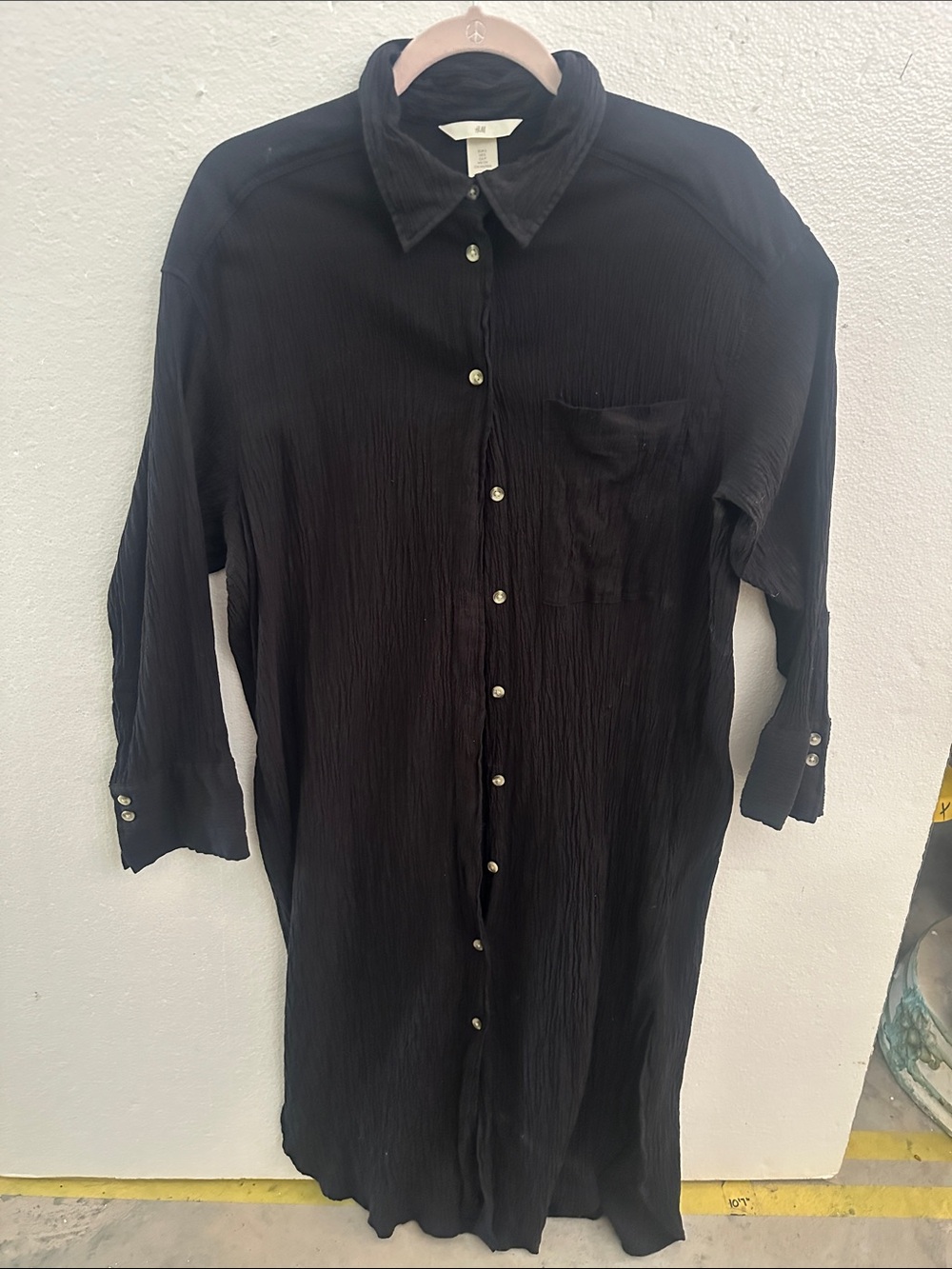 H&M Black Midi Button-Front Women's Dress
